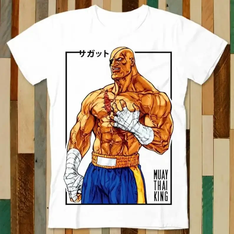 

Muay Thai King Sagat Shirt T Shirt Adult Unisex Men Women Retro Design Tee Vintage Top A4805