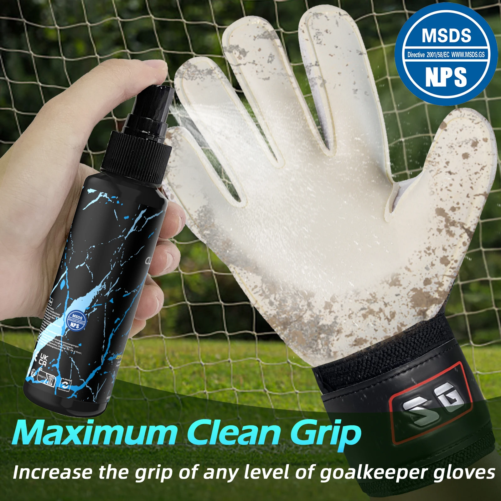 Goalkeeper Glove Wash & Prepare Spray MSDS Certified 3.38oz Football Grip Spray