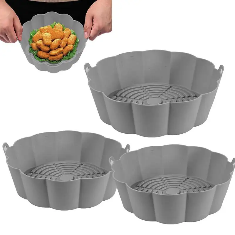 

Air Fryer Silicone Pot 3pcs Food Safe Air Fryer Oven Accessories Round Tray Suitable For Dishwasher Fridge Oven Outdoor Fruit