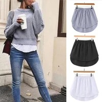 Women Girls Shirt Blouse Extender Adjustable Layering Faux Top Lower Sweep Mini Skirt False Hemline Splitting Underskirt - Image 2