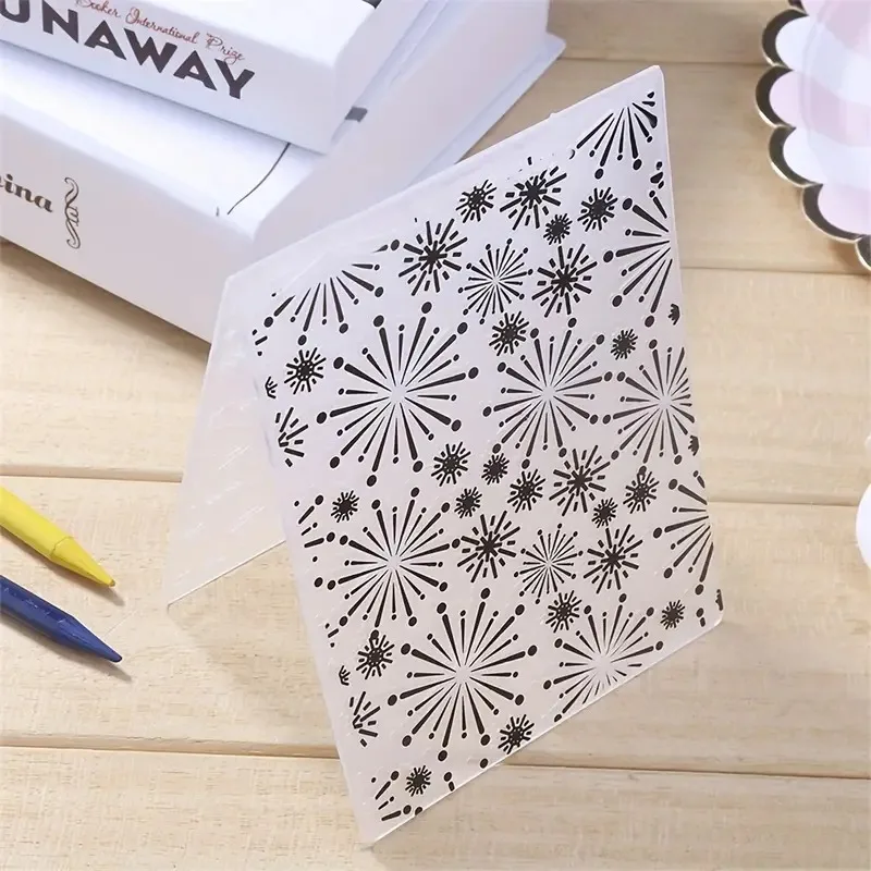 1pc Embossing Folder Firework Pattern Plastic Embossing Folder Machine Template for Card Making Scrapbook Paper Album Craft DIY