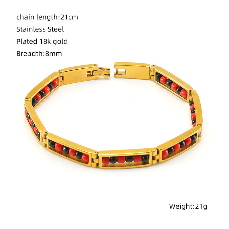 Bangle Bracelet Stainless Steel Bracelet Beaded Bracelet Bead Bracelet Stainless Steel Jewelry Orula Bracelet Assorted Beads Unisex Wristband For Ladies