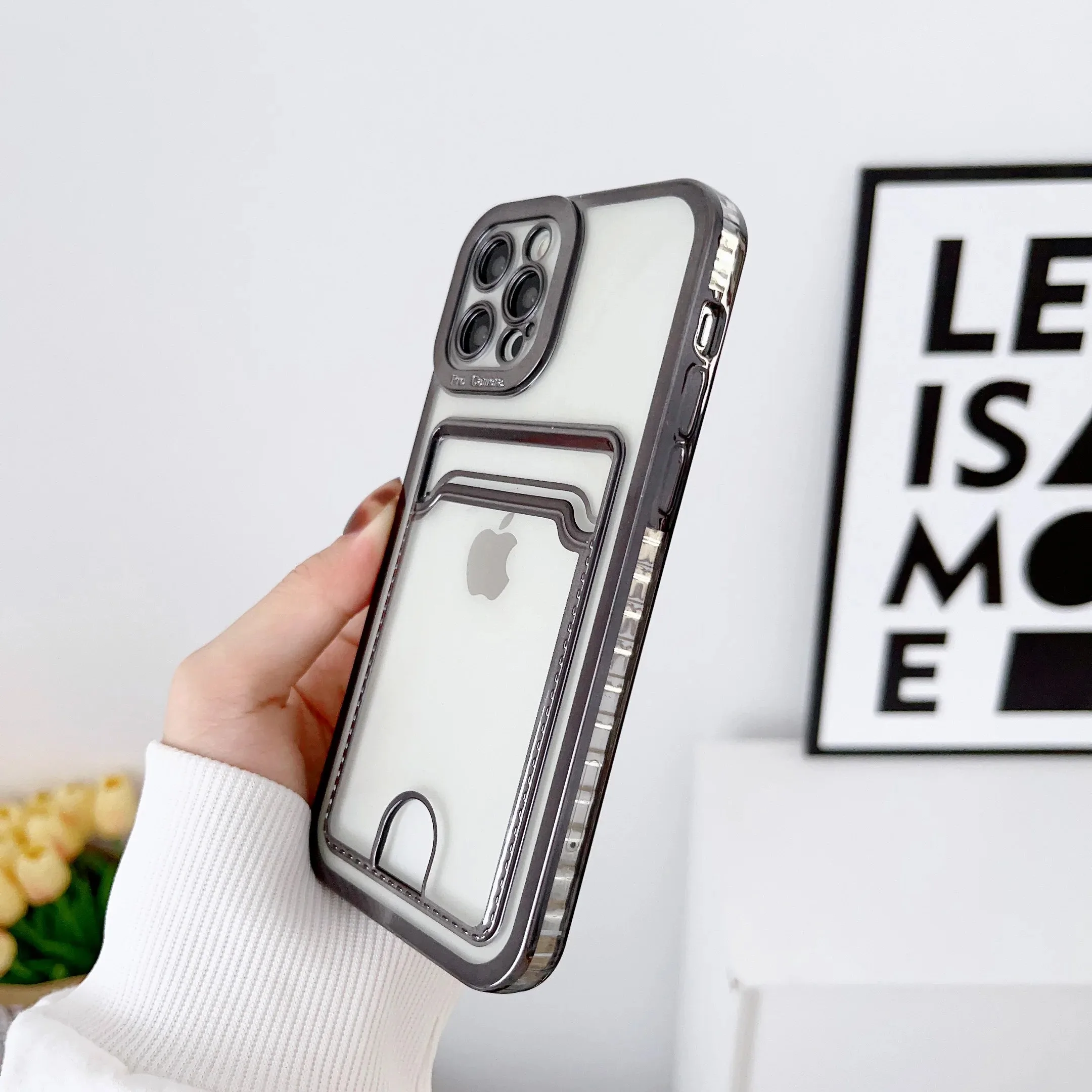 Sleek Silicone Card Slot Wallet Case - Shockproof and Clear Design
