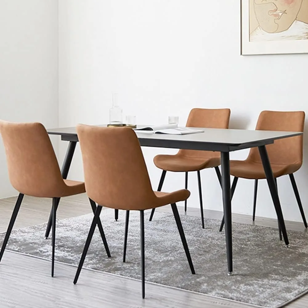 Dinner Chairs Set of 4, Kitchen Dining Room Chairs, Upholstered Dining Accent Side Chair in Faux Leather Cushion Seat, Chair 2