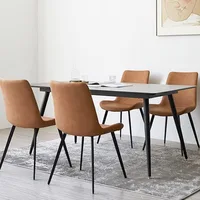 Dinner Chairs Set of 4, Kitchen Dining Room Chairs, Upholstered Dining Accent Side Chair in Faux Leather Cushion Seat, Chair 2
