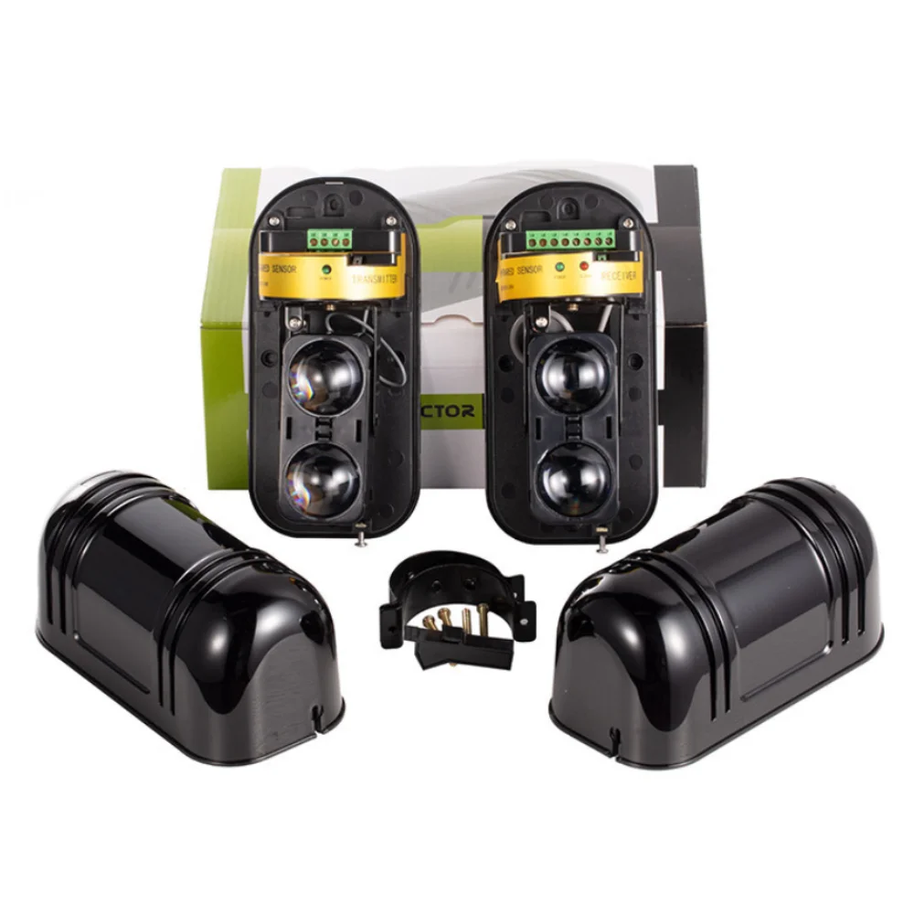

Active Infrared Detector Home Perimeter Infrared Alarm Waterproof Dual Beam Sensor 100m Active Counter Detector Black Security