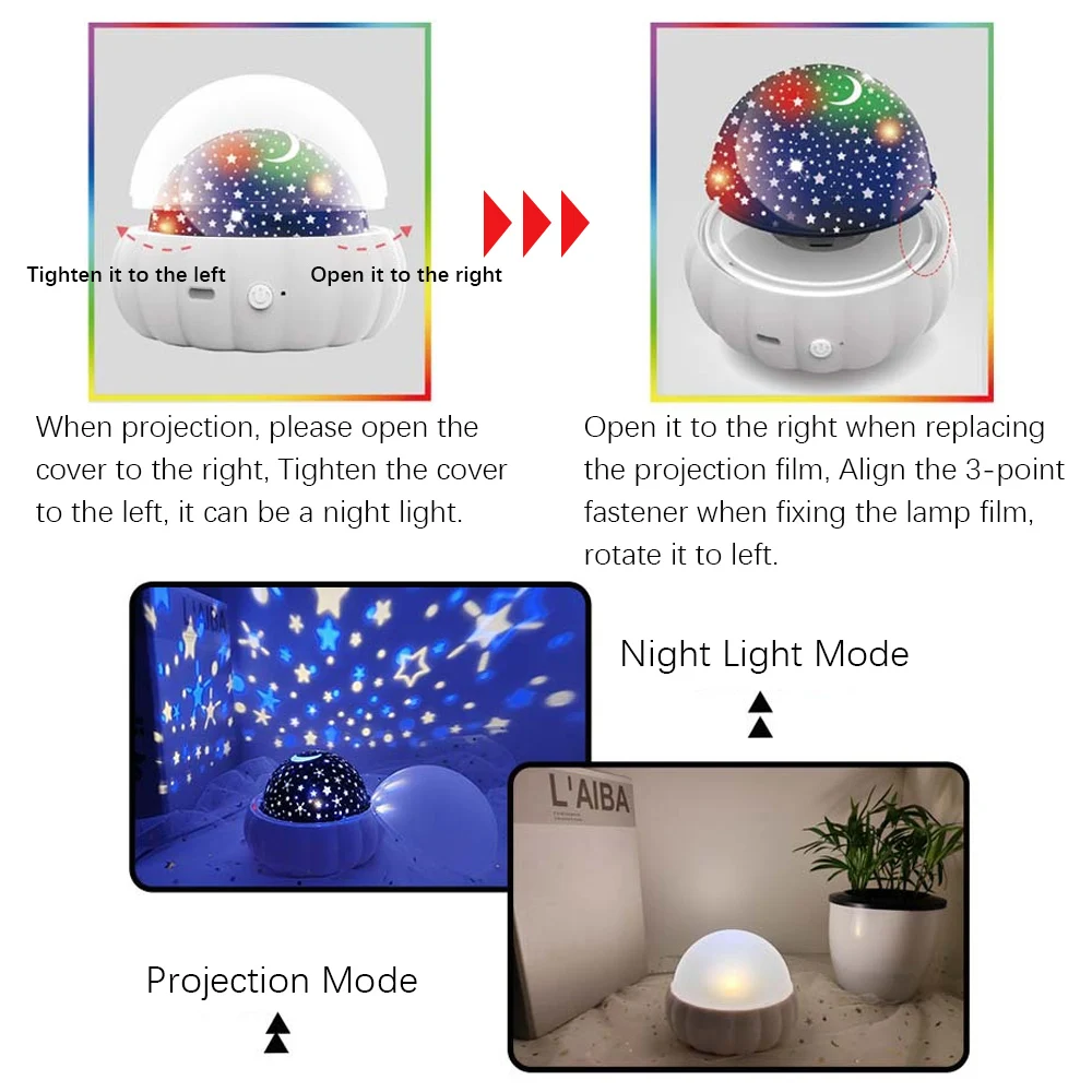 Star Moon Projector Night Lights, LED Unicorn Atmosphere Light for Gifts, Kids, Child Sleep Peace, Christmas, Home Decoration 6