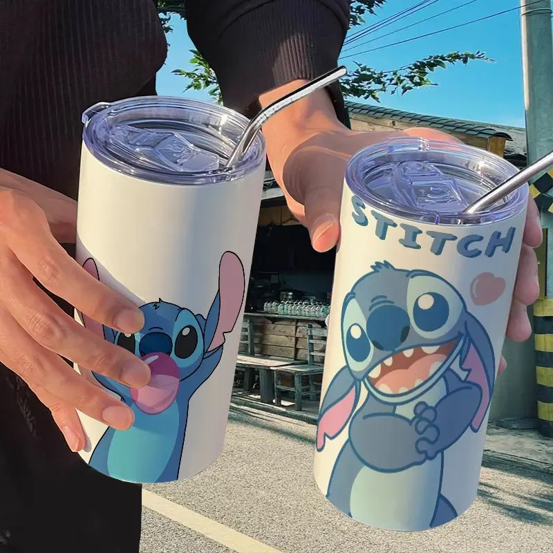 

Диснеевские Лило и Ститч мультяшный анимационный стежок термос чашка соломенная кофейная чашка красивая Персонализированная креативная портативная чашка для воды