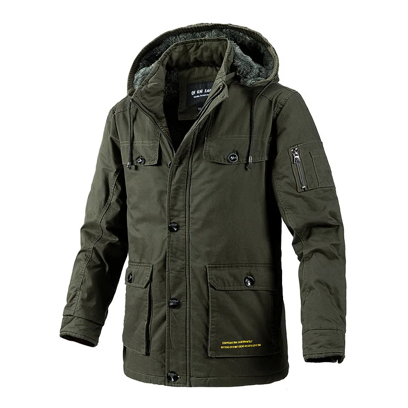 

2022 Winter New Fleece Warm Thick Parkas Men Fashion Hooded Washed Windproof Parka Jacket Coat Men Classic Casual Jacket for Men