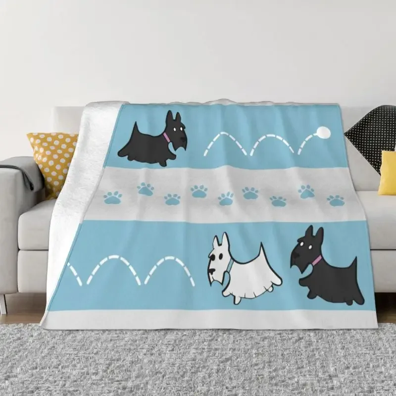 

Scotties Pattern Blanket Soft Fleece Spring Autumn Warm Flannel Scottish Terrier Dog Throw Blankets for Sofa Car Bed Bedspread