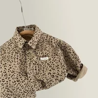Leopard Kids Shirts 2023 Spring Autumn New Fashion Boys and Girls Korean  Turn-down Collar Unisex Children Coat