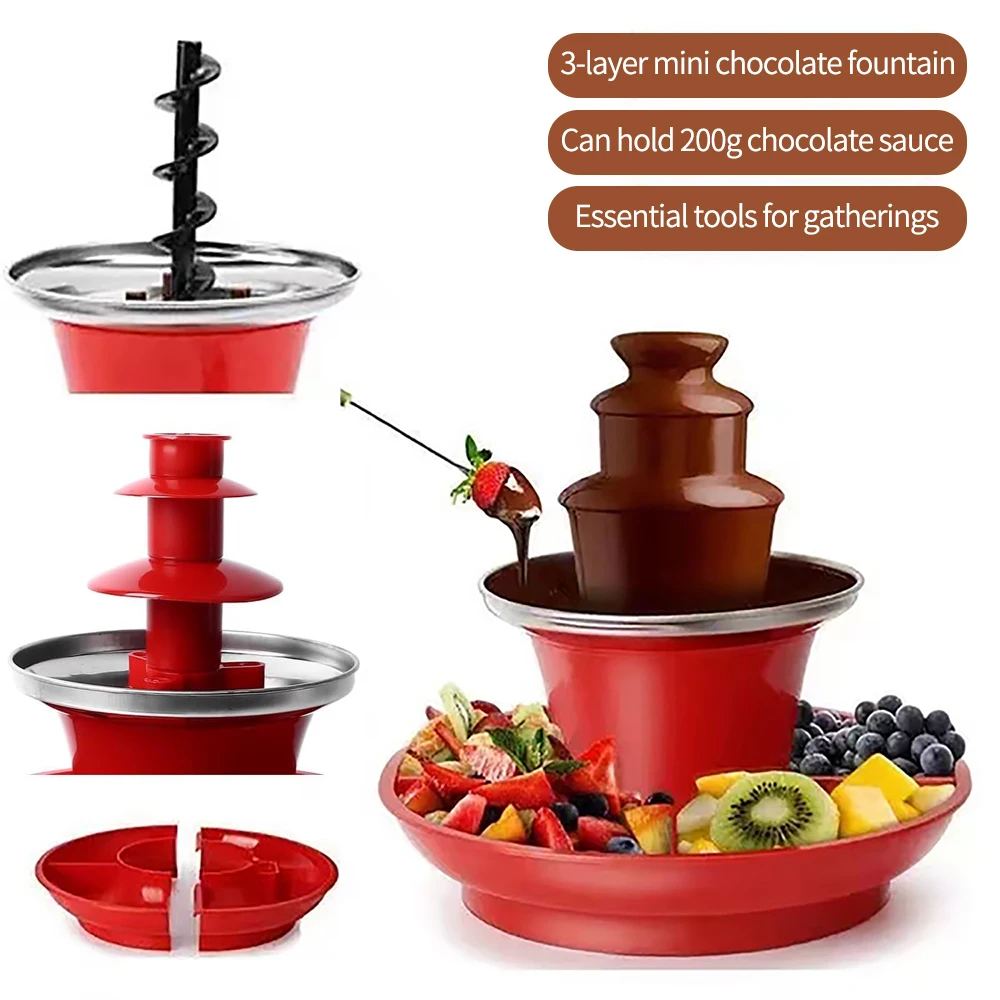 Electric Chocolate Fondue Fountain Automatic Chocolate Melting Tower DIY Handmade for Weddings Birthday Parties EU/US