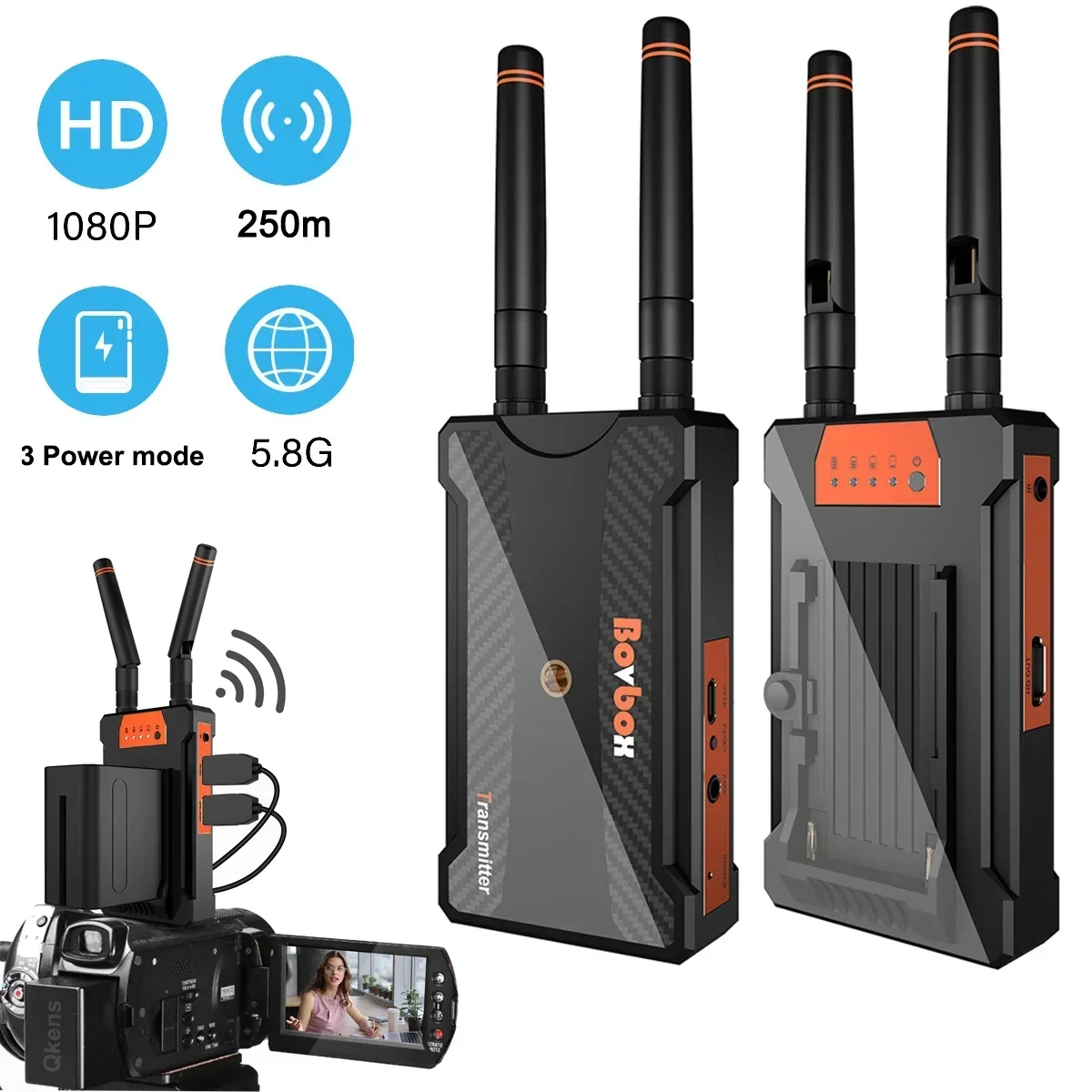 

200m 250m Wireless HDMI Extender Video Transmitter Receiver Screen Splitter for YoloBox Pro Live Streaming PS4 Camera PC To TV