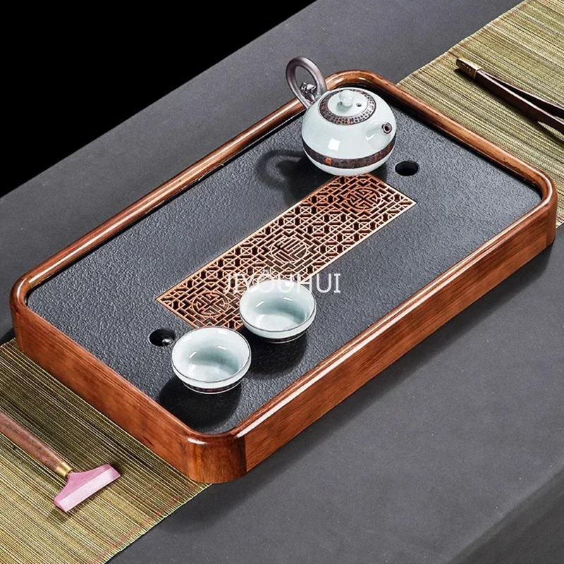 

Китайский роскошный поднос для чая, сушилка из массива дерева для гостиной, маленький прямоугольный поднос для чая, офисные подносы для хранения, товары для дома
