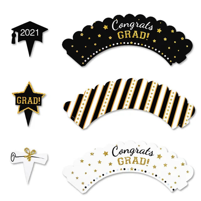 Abaodam 24 Pcs Graduation Season Cake Insert topersitos para comida fruit  decor toppers para comida fruitcakes congrats grad Graduation Hat Topper