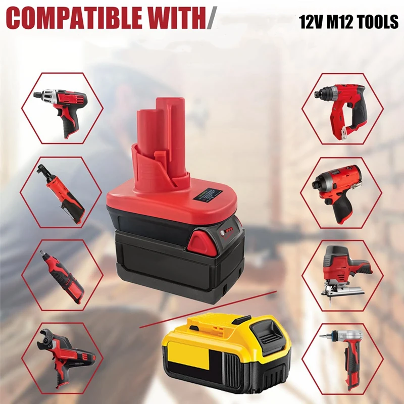 DM20M12 Battery Adapter For Dewalt 20V For Milwaukee 18V M18 Battery Convert To Milwaukee 12V M12 Cordless Tools Durable