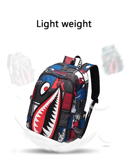 Shark Men's Backpack USB Charging Boy's Student Computer Schoolbag Man  Kawaii Anime Print Simple Rucksack Men's Bag - AliExpress