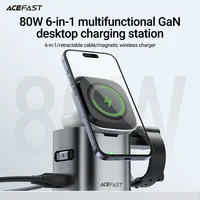 80W 6-in-1 Multifunctional GaN Desktop Charging Station Magnetic Wireless Charger  Fast Charging Cube For IPhone IWatch Samsung
