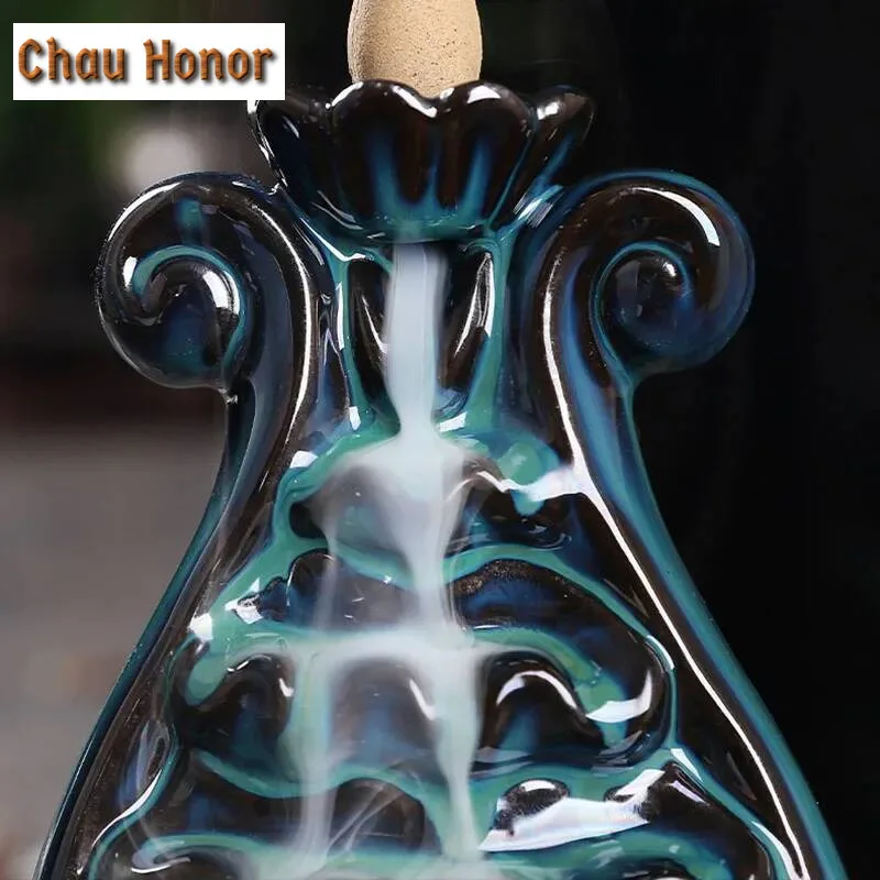 Incense Burner Ceramic Backflow Censer Backflow Aromatherapy Incense Censer Holder for Home Reading Room Clouds Sea and Mountain