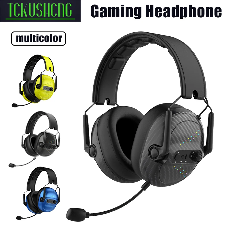 

2.4G Bluetooth wireless overhead headphones with RGB Detachable Noise-reducing Mic Gaming Headset for PC PS4 PS5