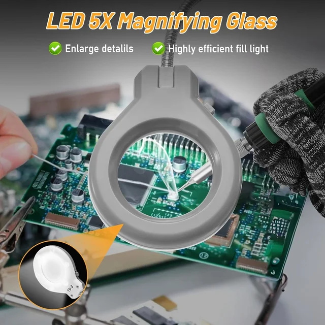 YIHUA 938BD-II 740W Soldering Station with Hot Air Rework Gun + LED Lamp 4