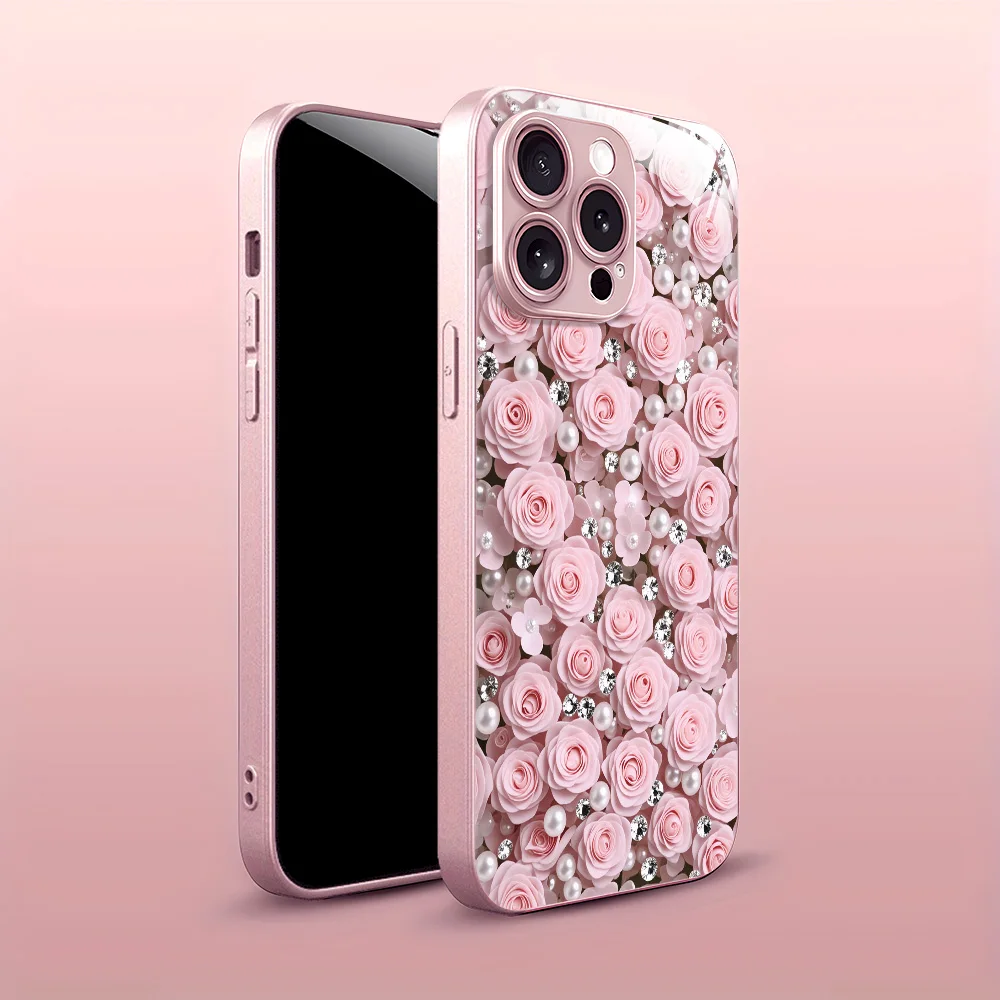 Elegant Flower Design Tempered Glass Phone Case
