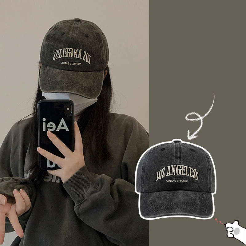1, Unisex, die ganze Saison über eine modische Baseballkappe aus reiner Baumwolle mit gewaschenen Buchstaben tragen