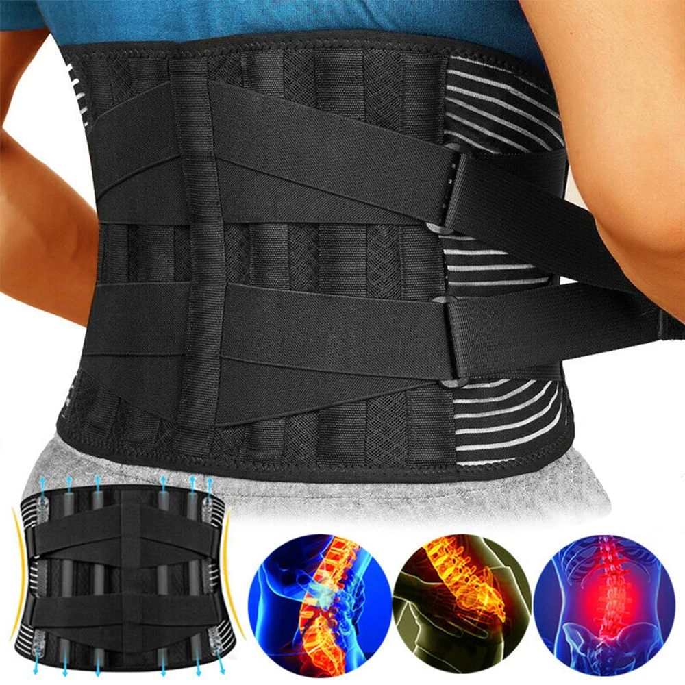 

Breathable Waist Braces Back Support Belt Anti-skid Lumbar Support Belt with 16-hole Mesh for Lower Back Pain Relief, Sciatica