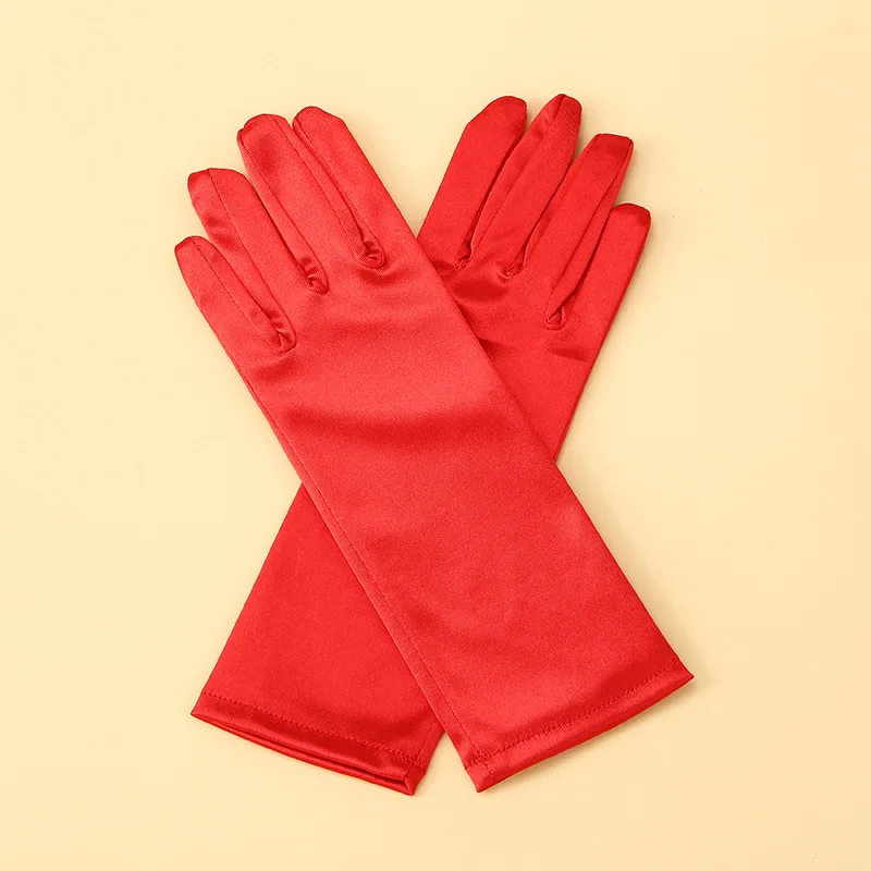 5-12 Years Girls Princess Accessories Kids Satin Gloves For Costume Children Birthday Halloween Party Cosplay Gloves Gift 4