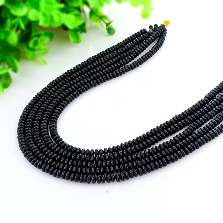 

3x6mm Natural Black Stone Rondelle Flat Disc Round Beads Charm Jewelry Making Bracelet Earring Accessory Material Wholesale