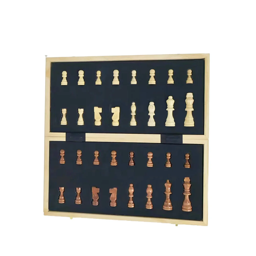 Folding Large Wooden Board, Magnetic Chess Pieces, Interior Travel Board, Party Game Table for Storage, Portable Set for Kid, 39