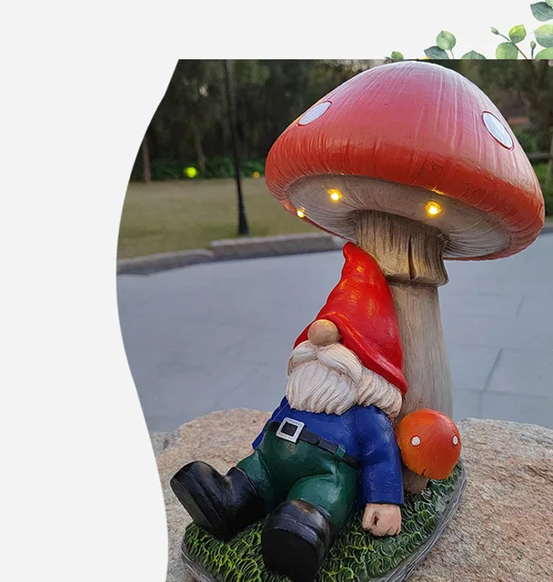 Figurines décoratives en forme de champignon, elfe nains, lumière LED  solaire, Statues de jardin, Sculpture de cour, accessoires de décoration  pour la maison - AliExpress