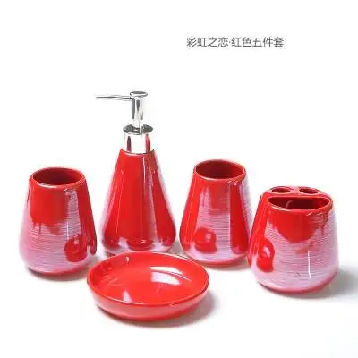 

European Bathroom Supplies Ceramic Bathroom Toiletries Set Lotion Bottle Toothbrush Holder Soap Box Bathroom Accessories