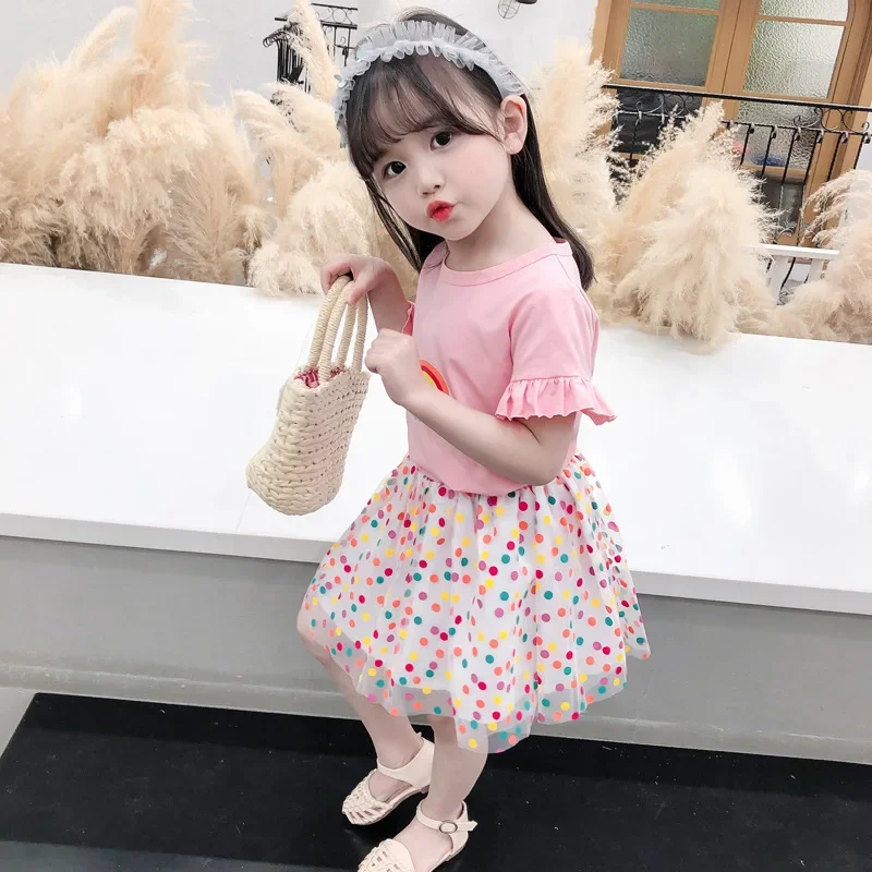 Summer Cute Baby Girls Clothing Sets Kids Girls T-shirt Sequin Dot