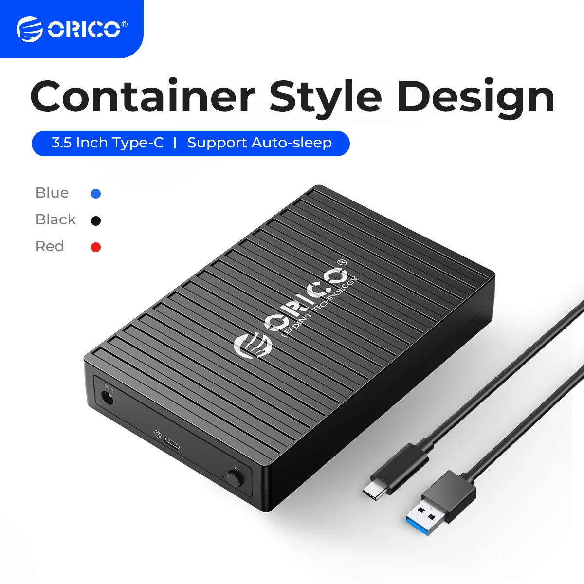 Orico-sata para Tipo-c Usb 3.1 Hdd Case 2.5 3.5 Hdd Ssd com Auto-dormir 12v 2a Power Uasp para pc Laptop Container Design 3.5