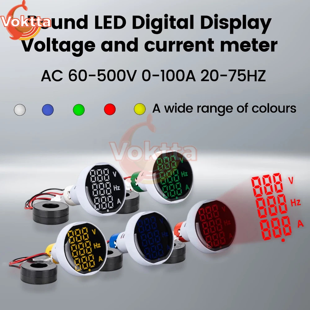 Voltmètre numérique à LED, ampèremètre, testeur de tension, compteur mort HZ, mini détecteur de courant de tension, AC 60-500V, 0-100A, 3 en 1