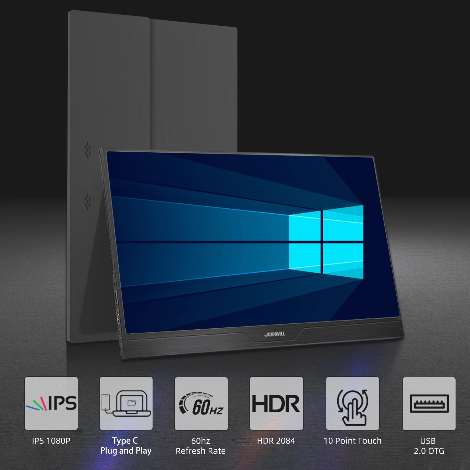 휴대용 모니터 15.6 인치 터치 스크린 HD 1920x1080P IPS 패널 디스플레이 HDMI, 노트북 PS4 PS5 스위치 Xbox PC 게이머와 호환 