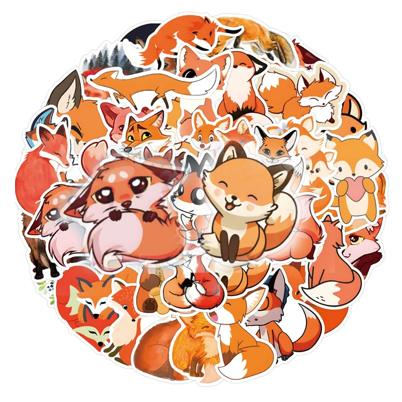 

10/60Pcs Little Fox Hand Account Cartoon Sticker Cute Diy Photo Album Ins Waterproof Decor Wall Mobile Laptops Decal Kids Toys