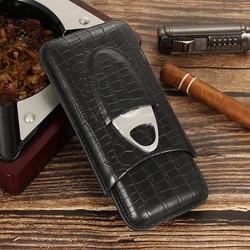 GALINER With Cutter Cigar Case Portable Humidor Cigar Box Travel Fit 2/3 Tube Cigar Knife New Leather Humidor Box