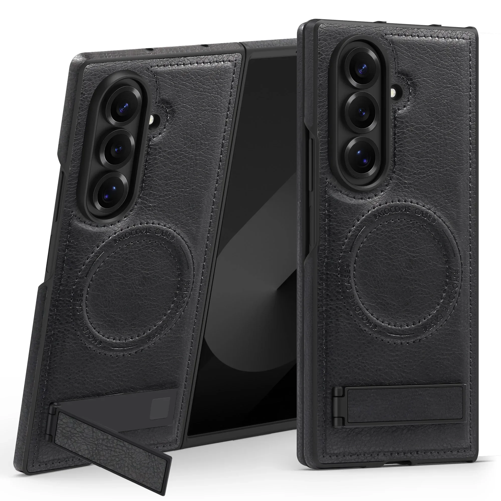 Premium Magnetic Leather Case with MagSafe Holder and Stand - Shockproof Luxury Cover