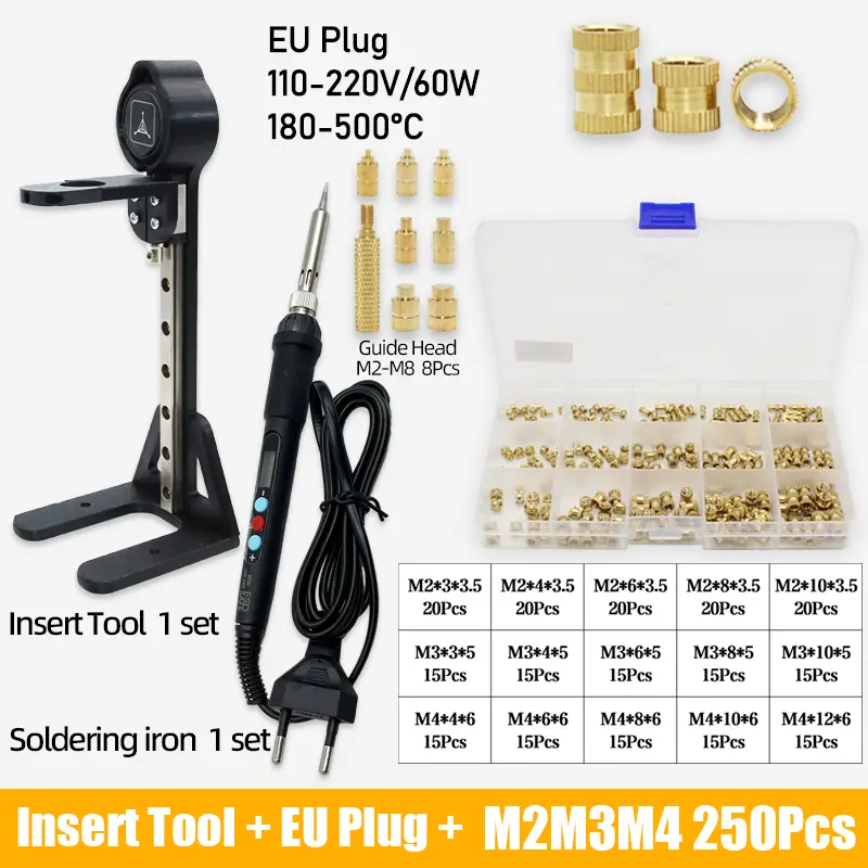 Heat Set Insert Press Tool Electric Soldering Iron Tip M2 M3 M4 M5 M6 M8 Thread Brass Inserts Nut Embedded Kit for 3d Printing image 15