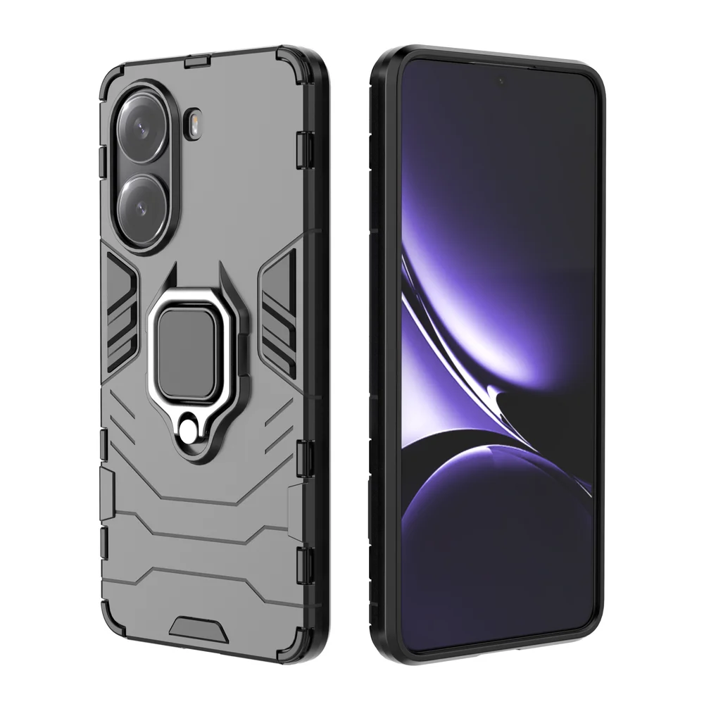 Anti-Shock Hard Plastic Case with Ring Holder and Rugged Armor Heavy Duty Stand