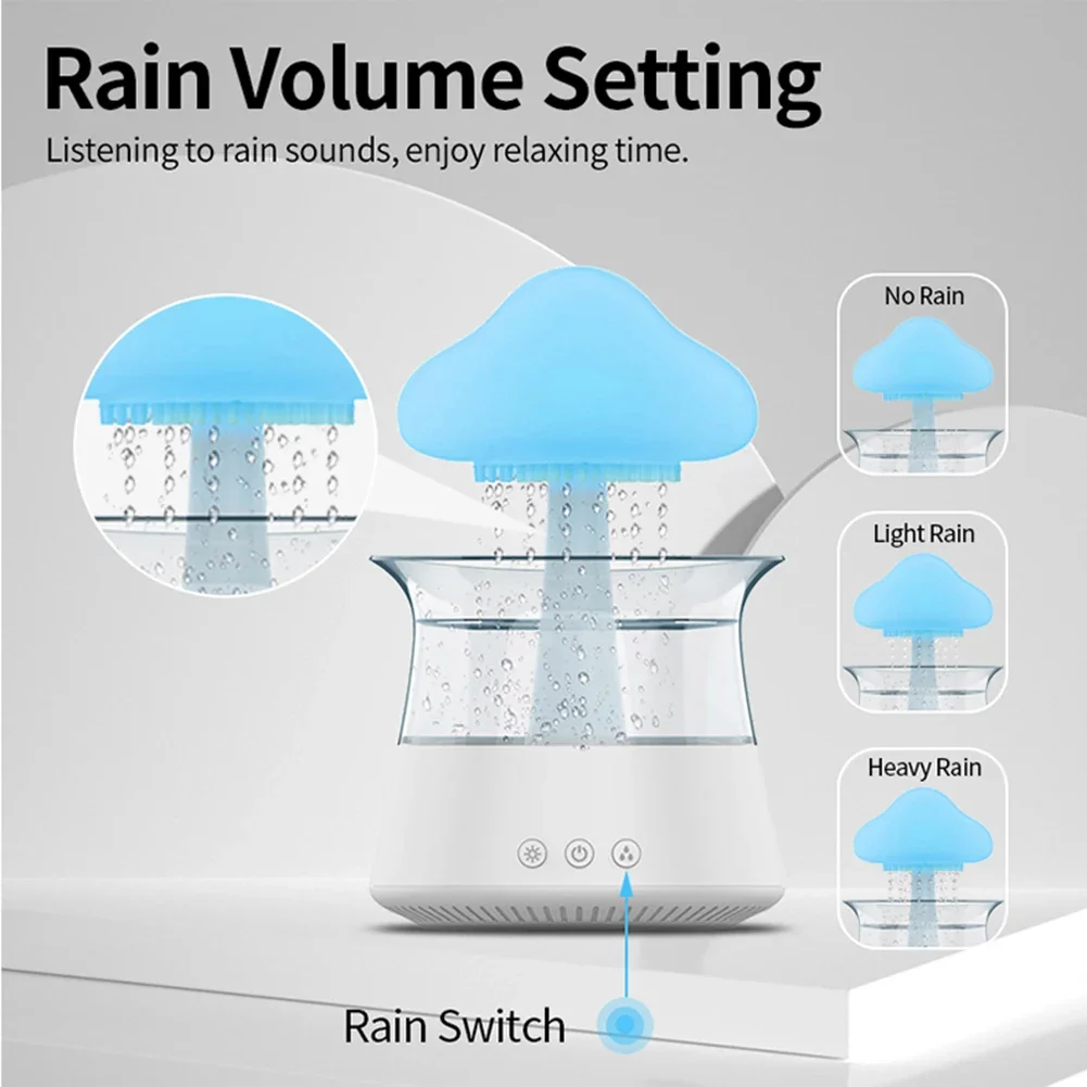 Mushroom Rain Electric Aroma Diffuser Colorful Night Light Mini Water Diffuser Moisturize Skin Home Decor for Bedroom Kids Room
