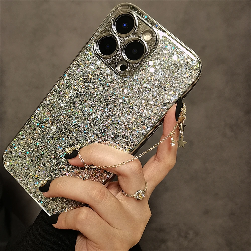 Glitter Bling Crystal Rhinestone Phone Case Anti-Drop Soft Cover For iPhone 16 15 Pro Max 13 12 11 14 Lady phone case,iphone case