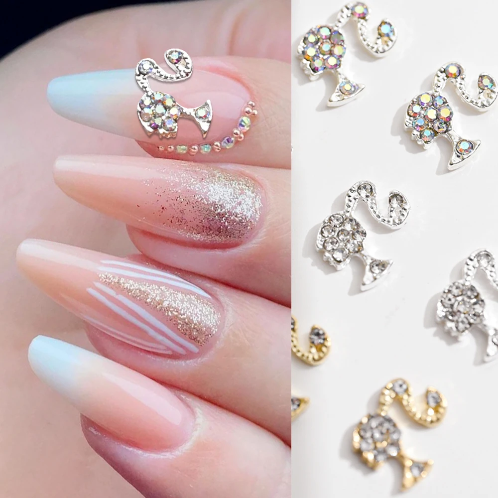 20pcs Luxury Alloy Heart Nail Art Charms 3D Heart Silver/Gold/Rose  Rhinestones Nail Decorations DIY Gems Manicure Accessories - AliExpress