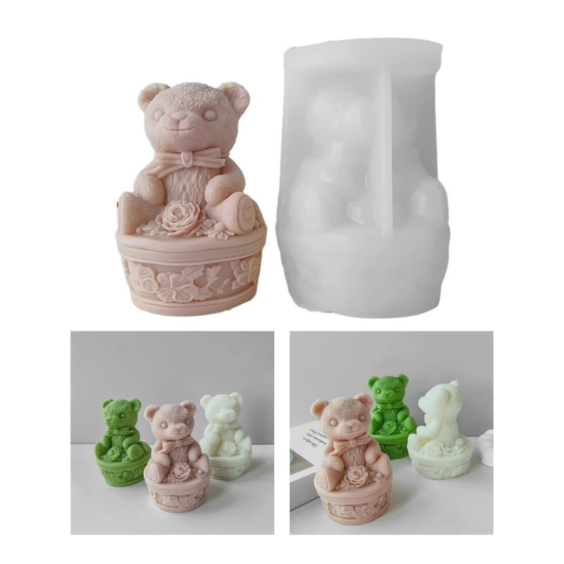 

DIY Handmade Silicone Mold Bear Base Gypsum Ornaments Handicrafts Flower Bear Resin Mold DIY Craft Tool