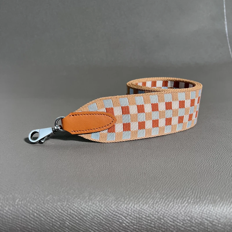 H 5cm Wide Checkerboard Weaving Canvas Swift Cowhide Suitable For Kelly Bag Shoulder Strap Bag DIY Accessories