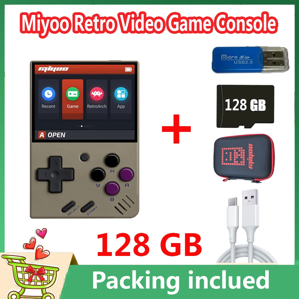 Miyoo Mini IPS Retro Video Gaming Console Handheld Game Players for FC GBA Vibration Motor 32G/64G/128G Memory RAM128MB Game 