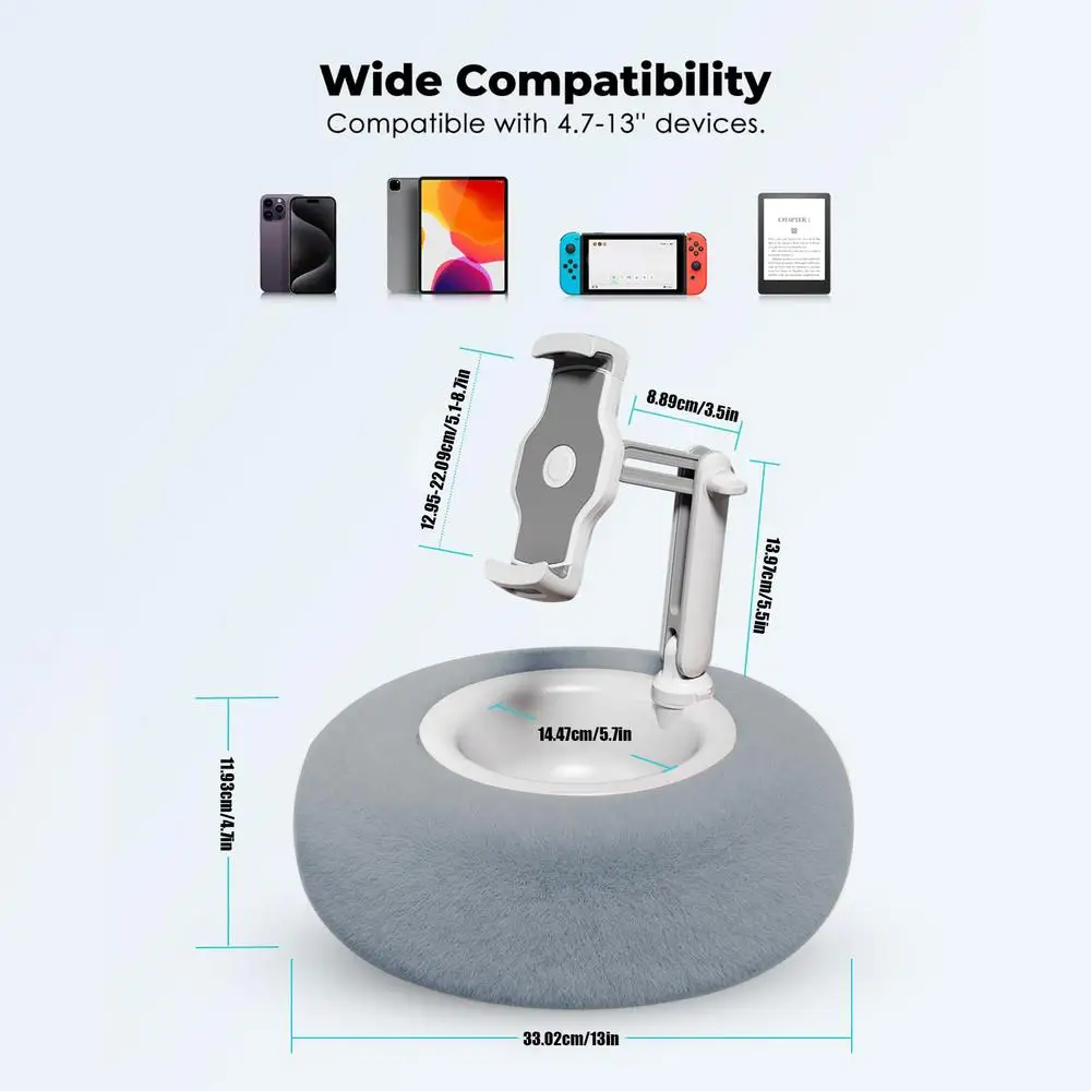 Tablet Holder Pillow Adjustable Pillow Stand With Bowl Soft Phone Holder Reading Lap Holder Cozy Laying Tablet Accessories For