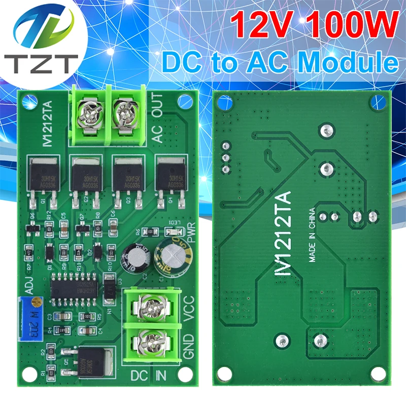 Trasformatore inverter di potenza DC-AC da 100 W DC 12V a AC 12/24V Generatore di segnale a onda quadra Regolatore di tensione Scheda convertitore di potenza